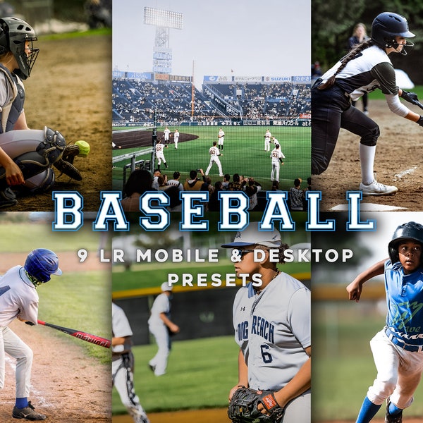 9 Baseball Lightroom Presets: Transform Your Photos with Magic Filters! | Photoshop Presets | Sports Presets | Athlete Portraits