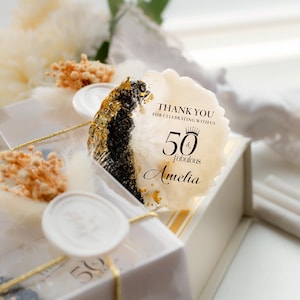 Resin birthday favor magnet for 70th or 80th party decor