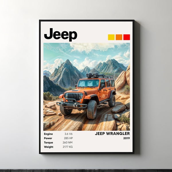 Jeep Wrangler Digital Print *INSTANT DOWNLOAD*. A great wall art print perfect for decorating any bedroom, game-room, or even office.