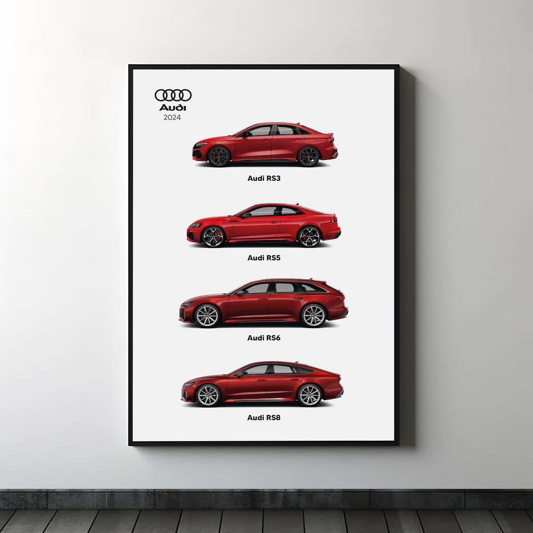 Red Audi RS Poster Set RS3 RS5 RS6 RS8 High-performance Car Art Audi RS ...
