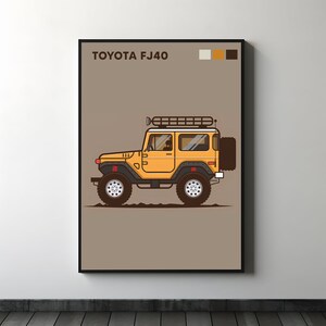 Orange FJ40 Land Cruiser Print - Side Elevation, Minimalist Scandinavian Art, Ideal for Wall Decor, Downloadable Print of Toyota Car