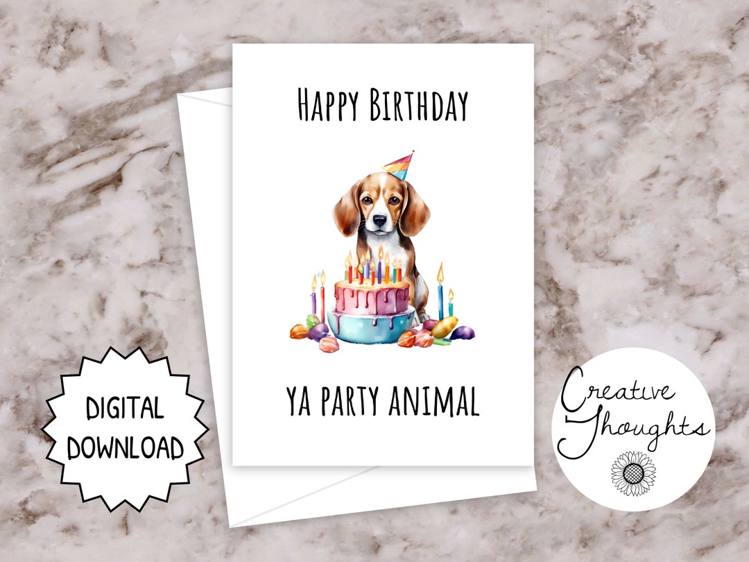 Printable Dog Birthday Card Dog Birthday Card Beagle - Etsy