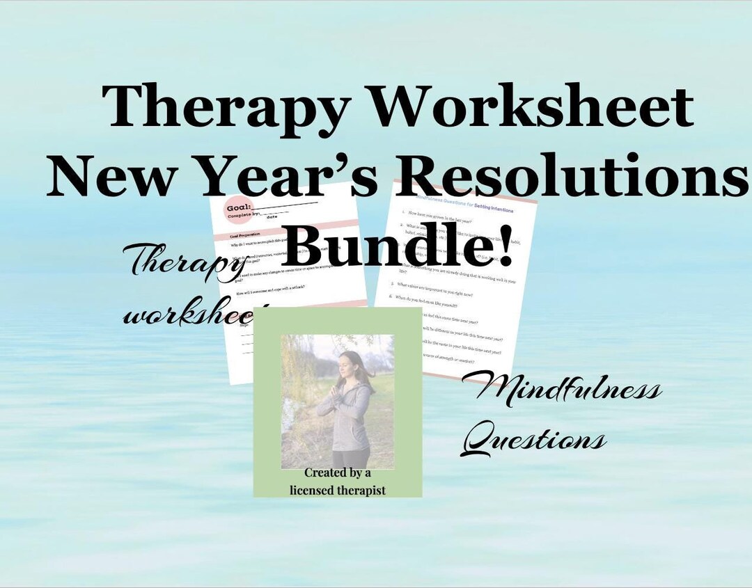 Therapy Worksheet Bundle for New Years Resolutions: Goal Trackers and ...