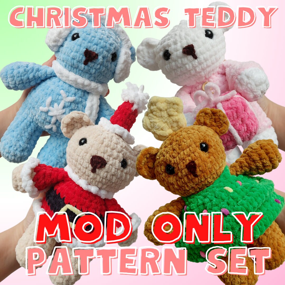Pattern Mod Den PATTERN: MOD ONLY Low-sew Christmas Teddies Pattern Set - Etsy