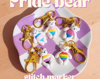 PRIDE Bear Stitch Marker Handmade