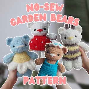 NO-SEW PATTERN: Garden Bears crochet pattern set