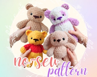 PATTERN: No-Sew Bunny and No-Sew Teddy Pattern Set with Panda and T-Shirt mod