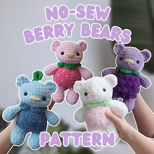 MODELLO SENZA CUCIRE: Berry Bears, strawberrybeary, blackbeary e bluebeary