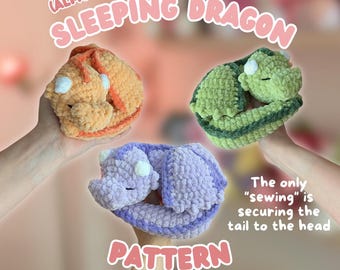 NIEDRIGES NÄHMUSTER: Gehäkelter schlafender Drache für Schreibtisch Telefone