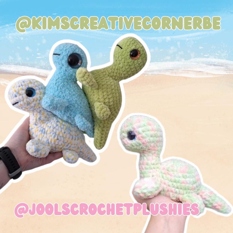 May include: A collection of handmade crochet turtle plushies in various colors. The turtles are in shades of blue, green, and pastel colors. The image includes the text "@KIMSCREATIVECORNERBE" and "@JOOLSCROCHETPLUSHIES".