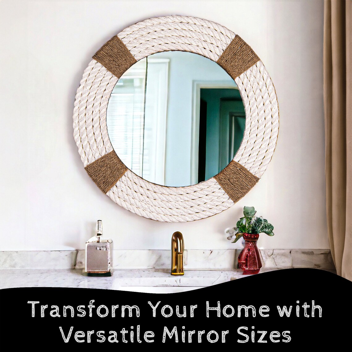 Nautical Wall Decor Big Mirror for Living Room Large Round Mirrors for ...