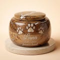 Custom Wooden Pet Urn, Engraved Paw Prints Memorial, Personalized Cremation Ash Urn, Pet Loss Gifts product logo