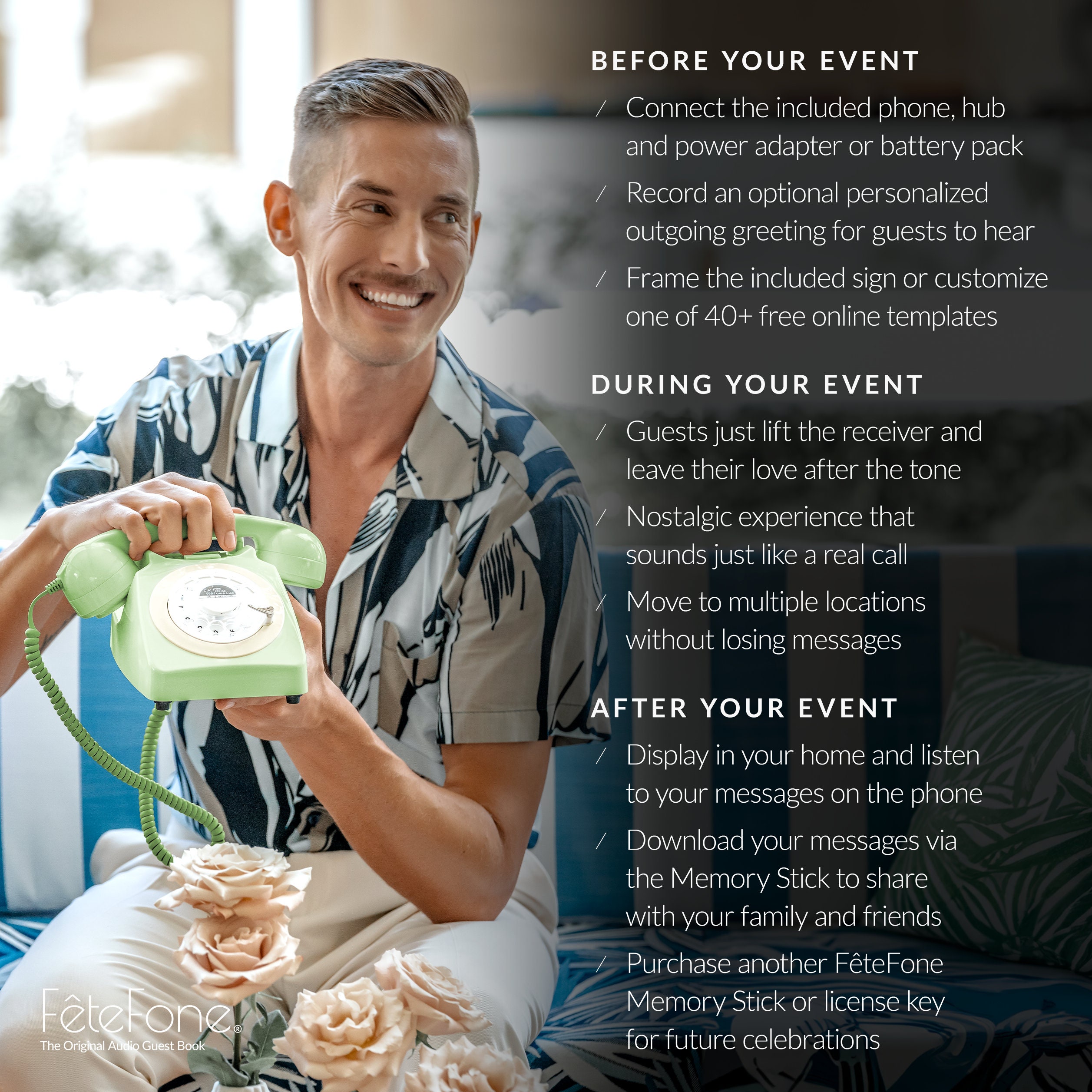 Retro Audio Guestbook Phone by Fêtefone® / the Original Audio Guest