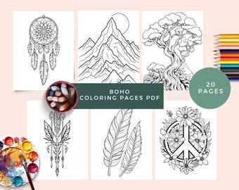 20 pages à colorier bohèmes : l'art de la pleine conscience (PDF imprimable)