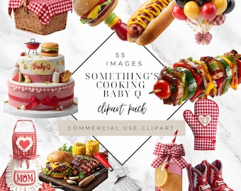 Baby-Grillparty-Clipart-Bundle | Aquarell-Grillparty-Clipart (PNG) | Baby-Grill-Grafiken