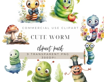 Worm Clipart | Funny Bug Designs, Kids PNG (Commercial Use