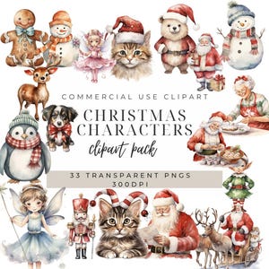 Commercial Use | Winter Season | Instant Download | Christmas Characters Clipart | Elf | Santa and Mrs. Claus Png | Card Making Clipart