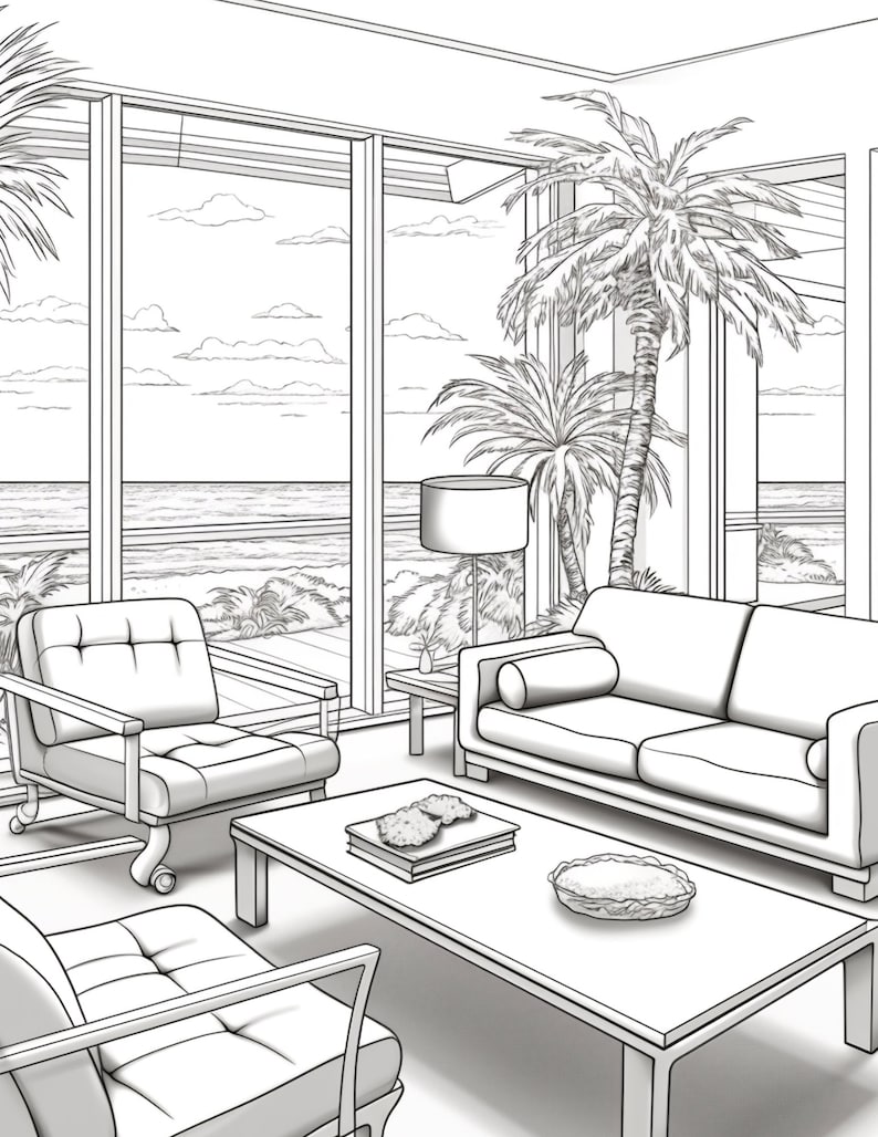 22 Interior Design Coloring Pages Adult Coloring Beautiful Living Room