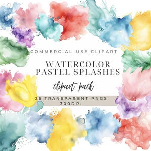 Watercolor Splashes | Watercolor Spots Clipart | Paint Splatter Clipart | Png Spots | Watercolor Brush Strokes Clipart | Abstract Clipart