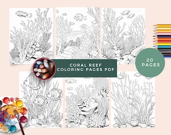 Coral Reef Coloring Book: 20 Relaxing Undersea Pages (Digital Download)