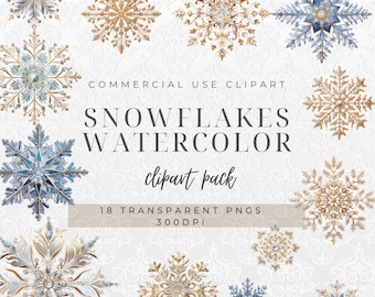 Intricate Snowflake Clipart | Snowflake Clipart | Assorted Snowflakes Png | Transparent Png | blue and gold design snowflakes
