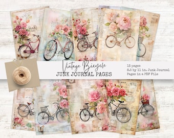 Vintage Bicycle Junk Journal Pages: Printable Ephemera (PDF)