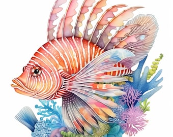 Assorted Fish Clipart: 10 JPG Images, Commercial Use (Digital Download)