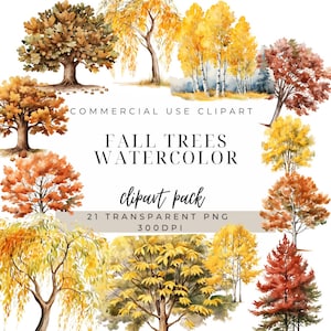 Herbst Baum Clipart | Aquarell Wald Natur Landschaft | Aquarell Herbst Bäume Clipart | Bäume Clip Art | Herbst Saison | Aquarell Clipart