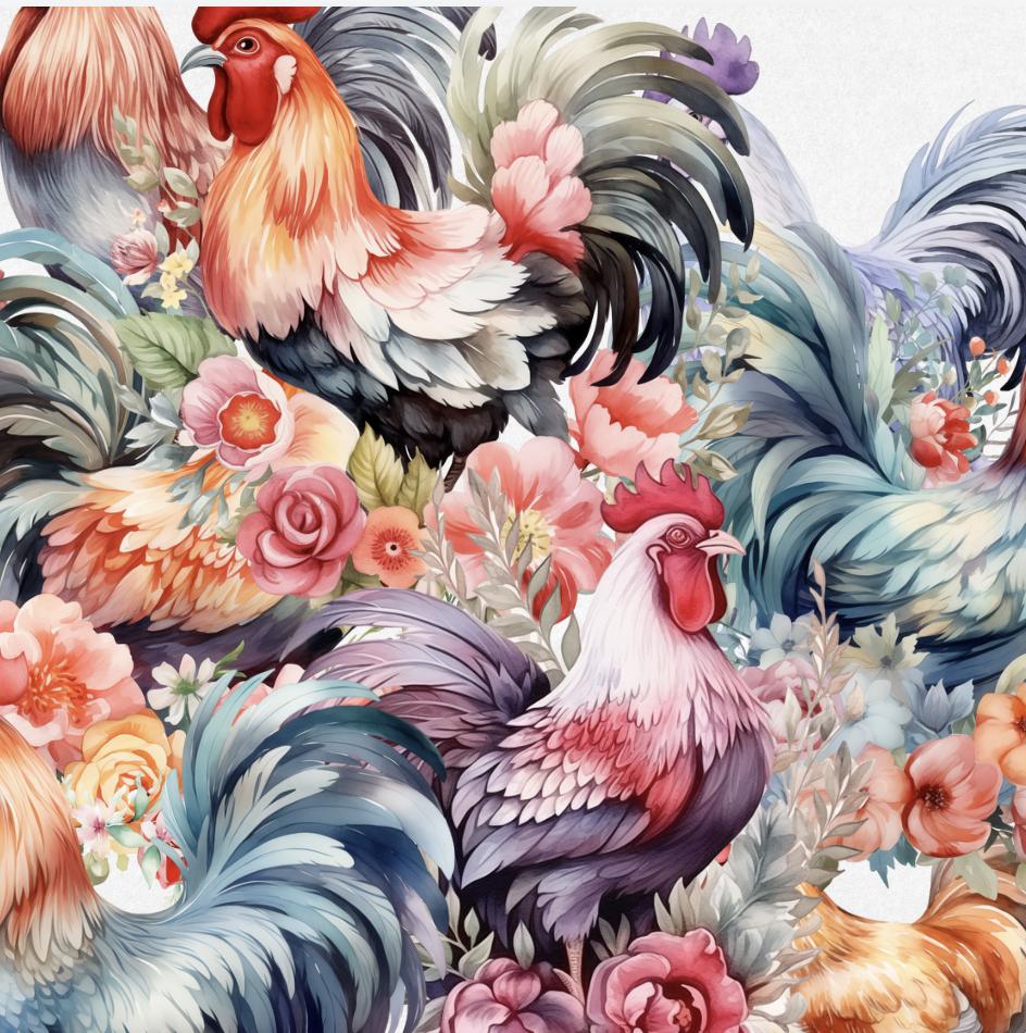 Watercolor Floral Chicken Clipart: Farm Animal PNG (commercial Use) - Etsy