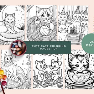 Cute Cat Coloring Pages, Fun Printable Designs for Kids & Adults, Instant Download, Creative Relaxation, Stress Relief, Creative Relaxation
