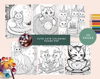 Katzen Malbuch, 20 Seiten (PDF Download).