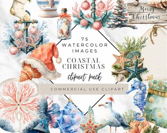 Küsten Weihnachten Aquarell Clipart Set - 300 DPI