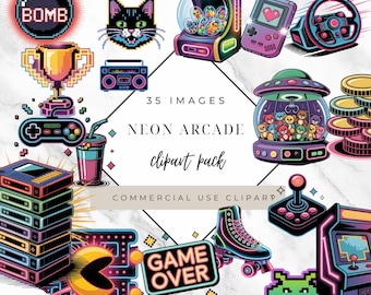 Neon Arcade Clipart Transparent PNG Images