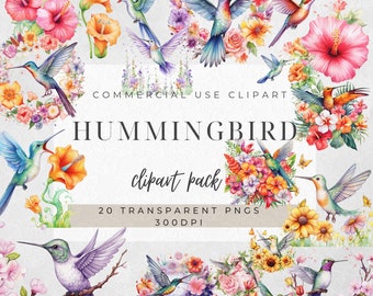 Hummingbird Clipart: Floral PNG Images for Commercial Use