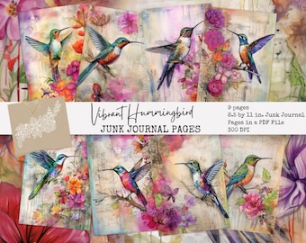 Hummingbird Junk Journal Pages: Vintage Ephemera (Digital Download)