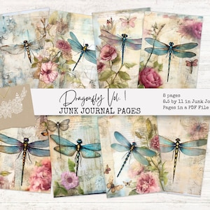 Dragonfly Junk Journal Pages: Vintage Ephemera (Digital Download)