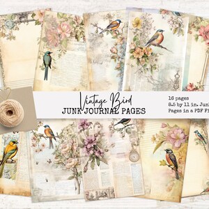 16 Vintage Bird Junk Journal Pages | Digital Download | Scrapbooking | Journal Paper | Vintage Ephemera | Printable Papers Scrapbook