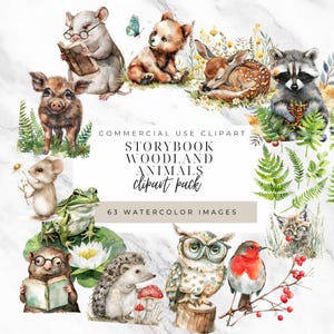 Watercolor Woodland Animal Clipart: Storybook Nursery Decor (Digital Download PNGs)