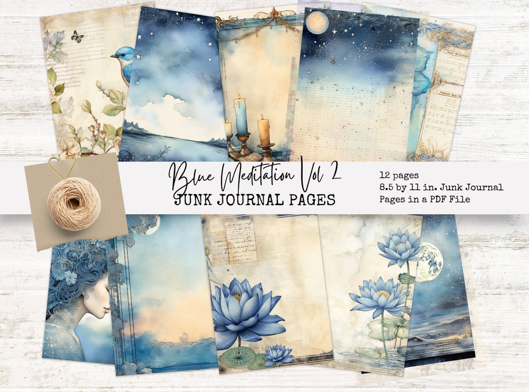 Blue Meditation Junk Journal Pages Vol 2: Printable Vintage Ephemera ...