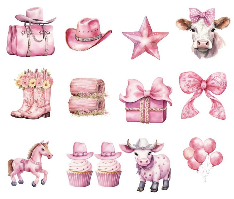 Pink Rodeo Sticker Pink Cowgirl Clipart: First Rodeo Watercolor PNG (digital Download) - Etsy