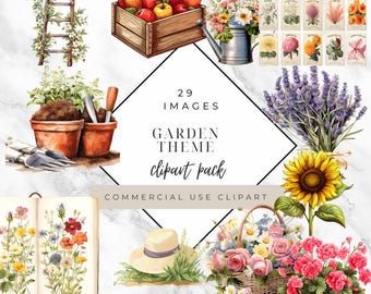 29 Transparente Garten Clipart Bündel | Garten PNG Sammlung | Botanische Elemente | Blumengrafik | Digitaler Download