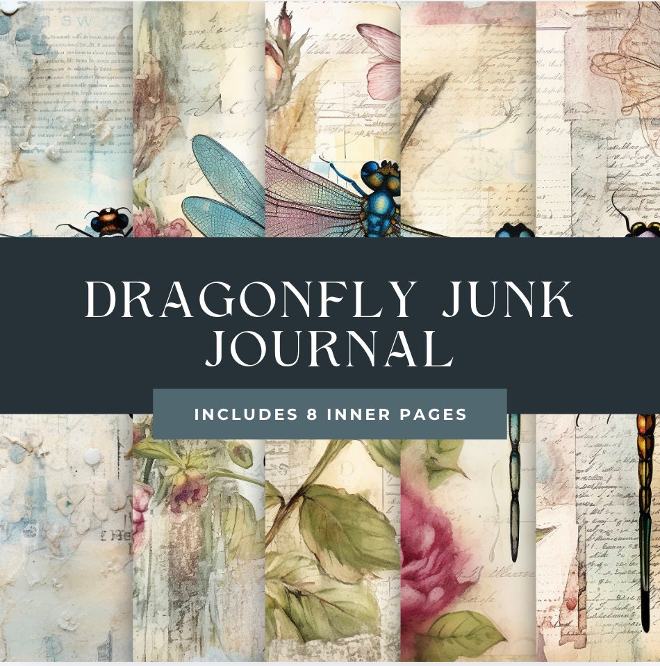 8 Dragonfly Junk Journal Pages Vol. 1 Digital Download Junk Journal ...