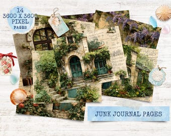 Digitales Papier-Set „Geheimer Garten“ | Verspielte Cottagecore-Hintergründe | Aquarell-Gartenpapiere | Scrapbook- und Junk-Journal-Set