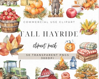 Fall Hayride Clipart | Autumn Clipart | Pumpkin png | Apple PNG | Fall Fun Clipart | Fall Png | Autumn PNG | Fall Leaves | Tractor PNG