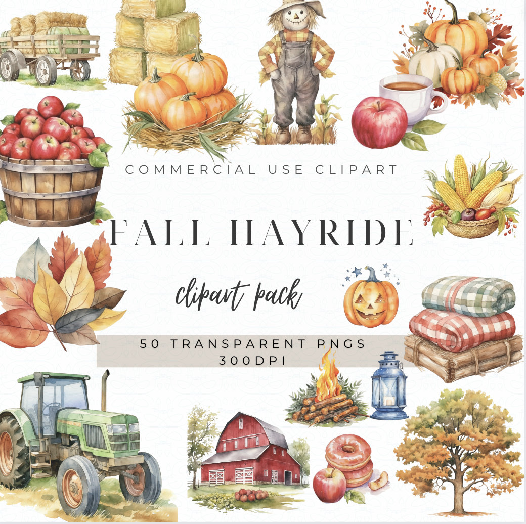 Fall Hayride Clipart Bundle: Autumn Harvest Pngs (50 Images) - Etsy