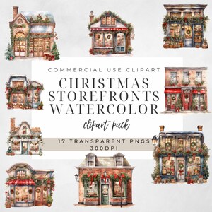 Christmas Storefront Clipart | Christmas Storefront Png Set | Instant Download | Holiday Clipart | Festive Clipart | Holiday Decor