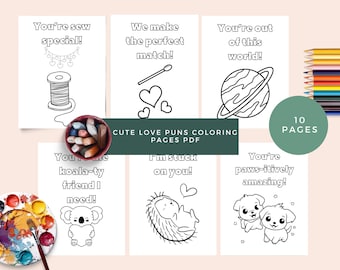 Dibujos para colorear de juegos de palabras de amor, 50 hojas imprimibles (descarga digital)