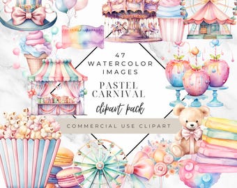 Pastell Karneval Clipart Set - 47 PNG Aquarell Grafiken
