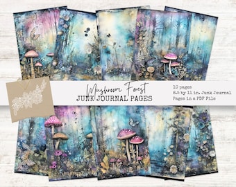 Fantasy Mushroom Forest Junk Journal Pages (Digital Download)