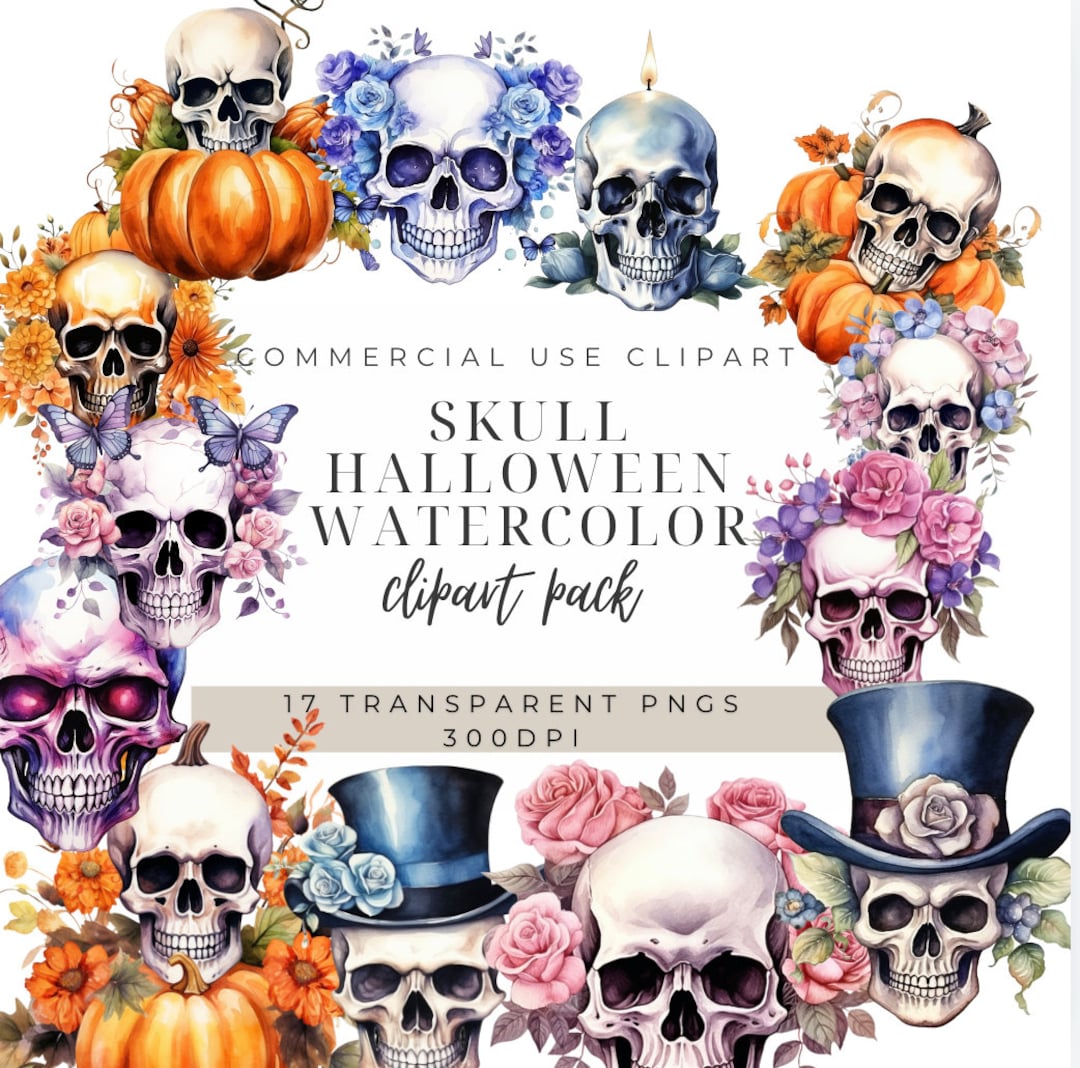 Halloween Skull Clipart - Vintage Scary Clipart for Scrapbooking ...